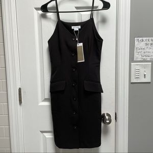 Black tight button halter dress